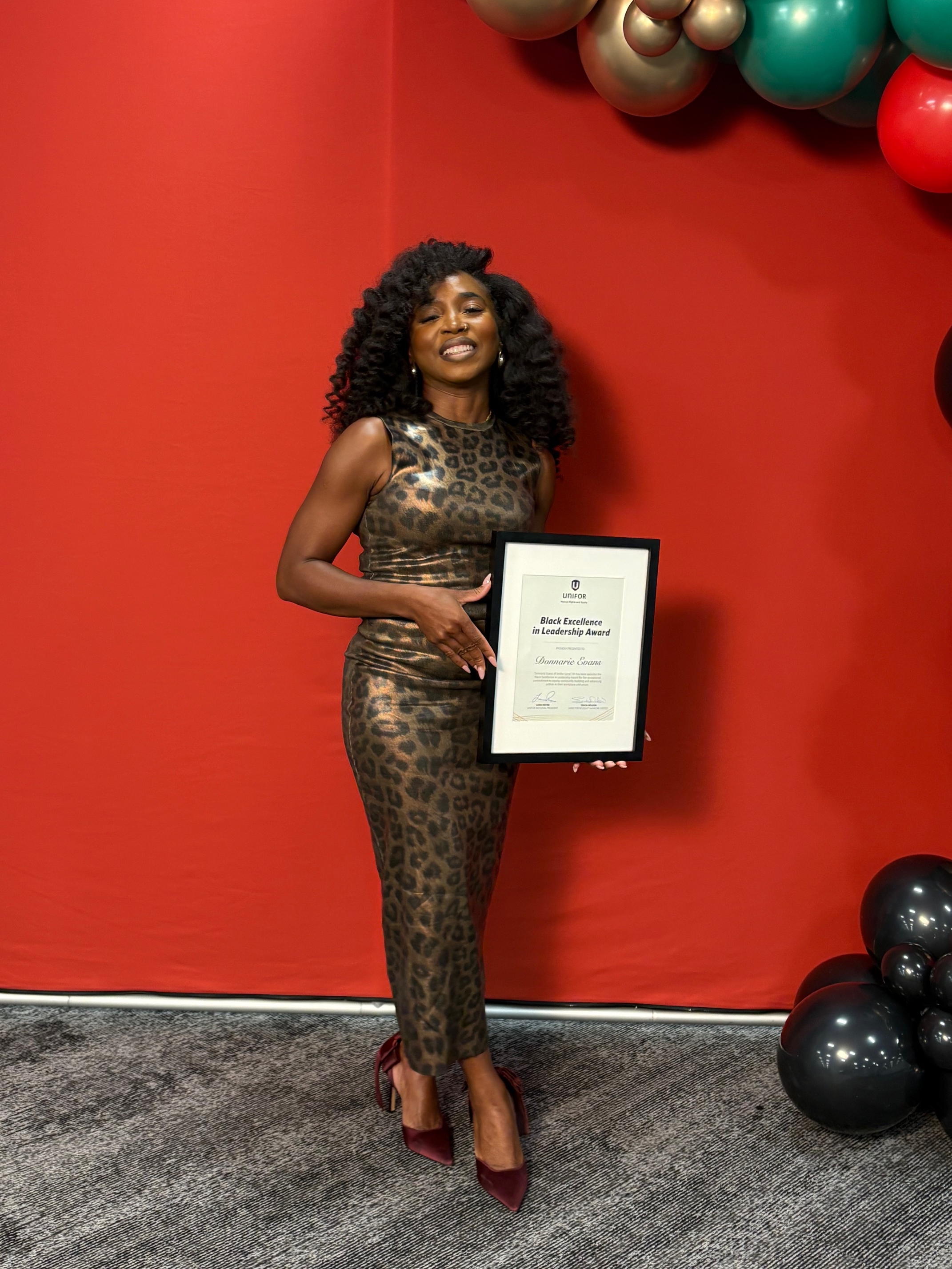 Donnarie Evans, winner of Unifor's first Black Excellence award