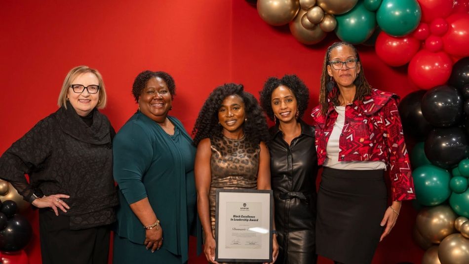 President of Unifor, Lana Payne with Donnarie Evans, recipient of Unifor's first Black Excellence Award